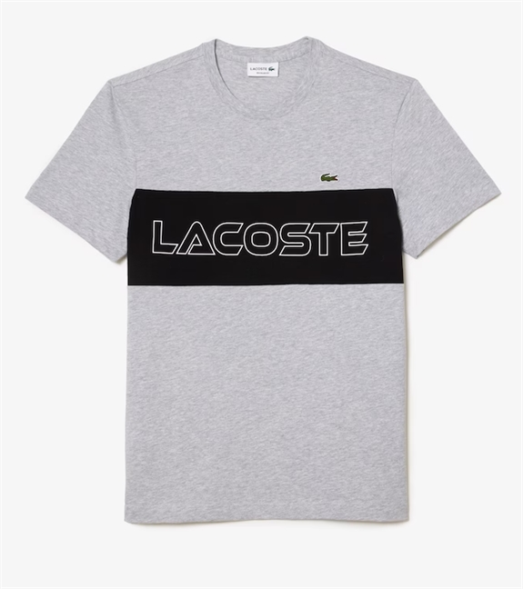 Lacoste Regular Fit Colorblock Print T-shirt - Silver Chine/Black